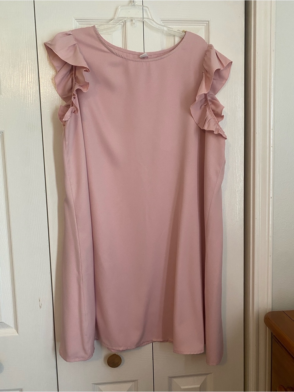 Soft Blush Pink Ruffle Sleeve Shift Dress Size 3x